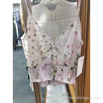 Print Frill Trim Blouse Top